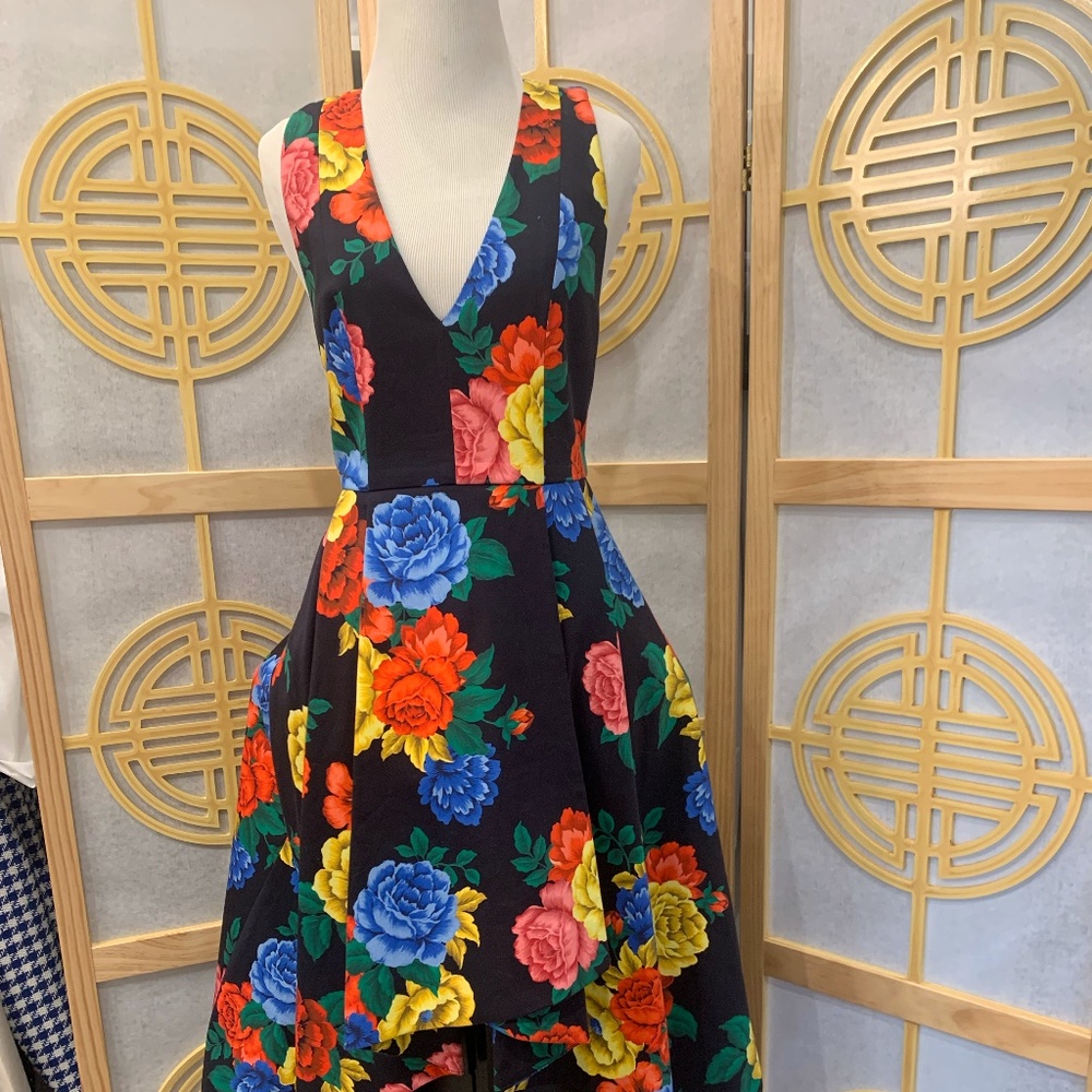 Alice + Olivia High Low Floral Print Gown